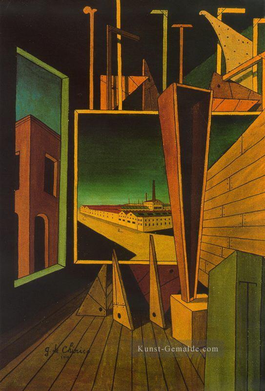 Geometrische Komposition mit Fabriklandschaft 1917 Giorgio de Chirico Metaphysischer Surrealismus Ölgemälde